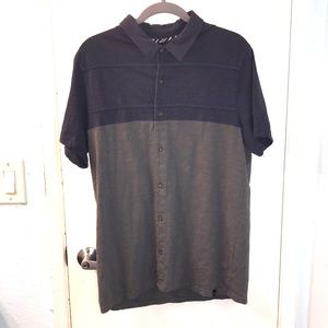 PrAna Navy and Grey Button Down Size L